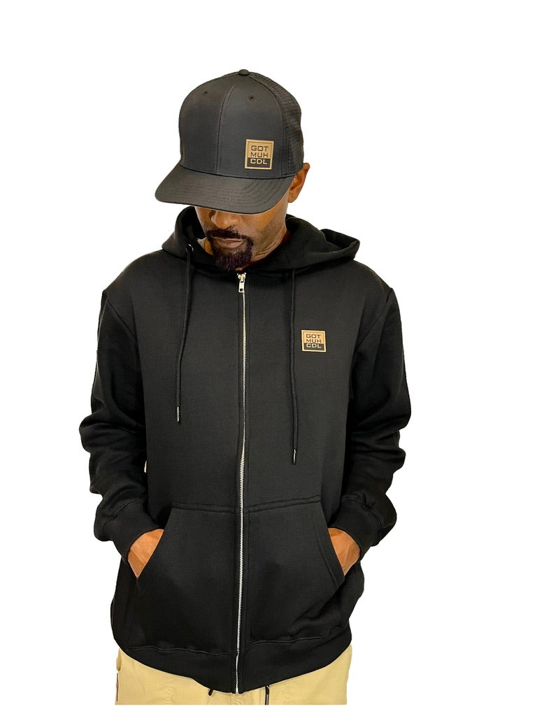 Sandstone and Black Zip Hoodie